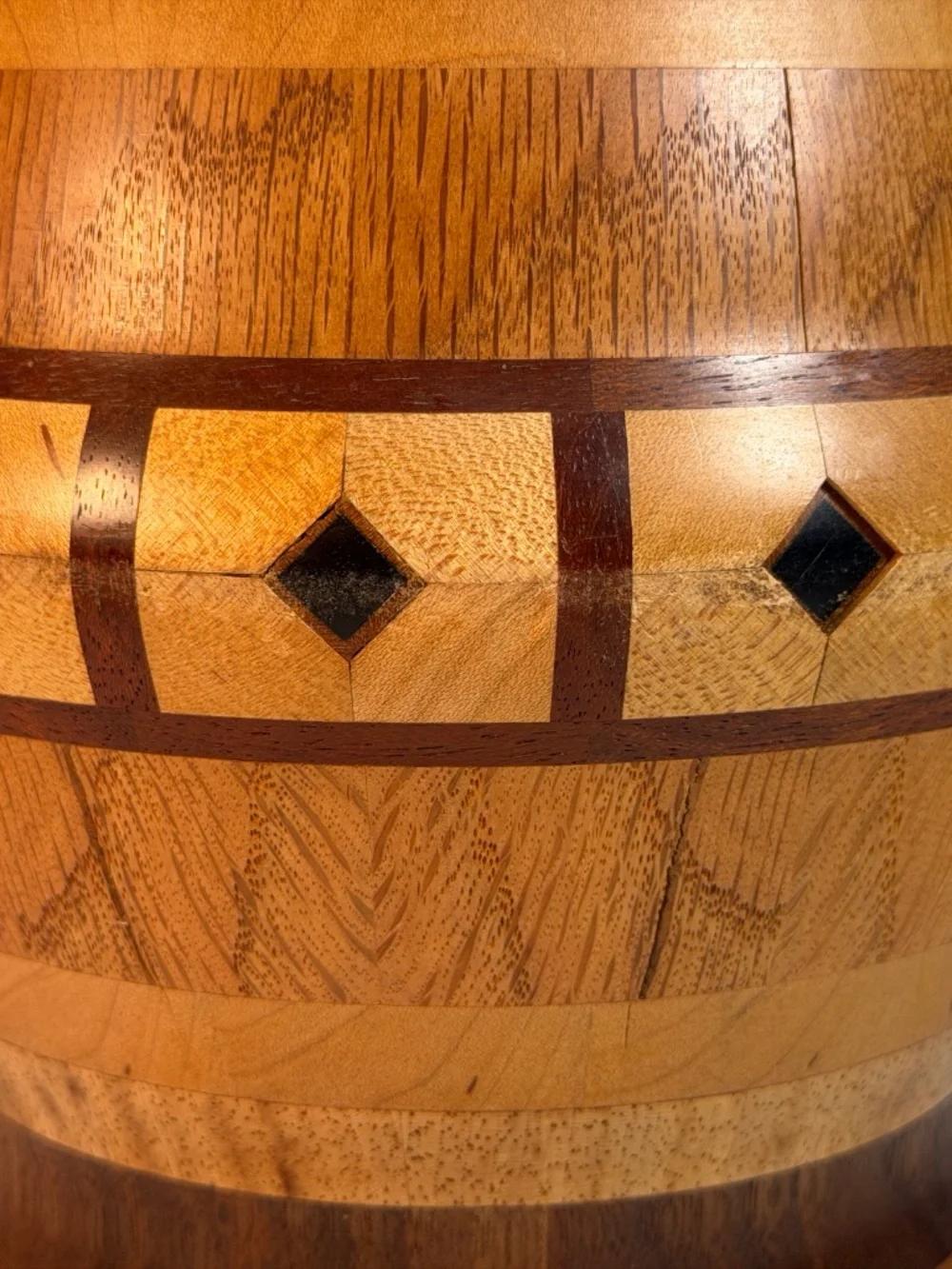 Tall Hand Crafted Inlaid Wooden Vase 17